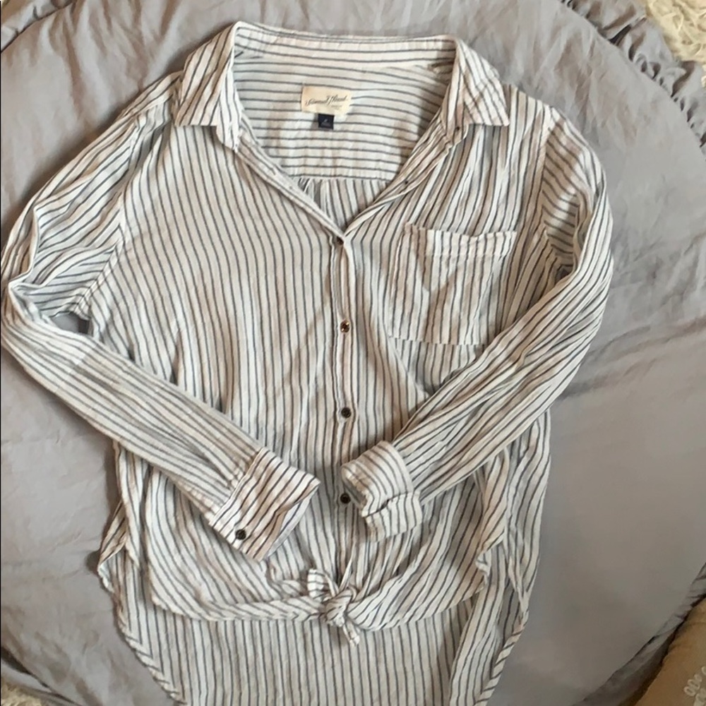 Striped, Button Down Blouse